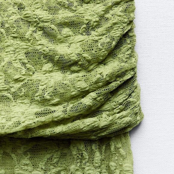 Zara off the shoulder green lace top - Picture 11 of 11